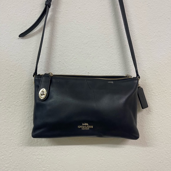 Coach Handbags - Coach Black Leather Crossbody with Gold Hardware